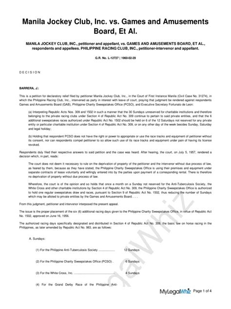 manila jockey club vs. games and amusement board
